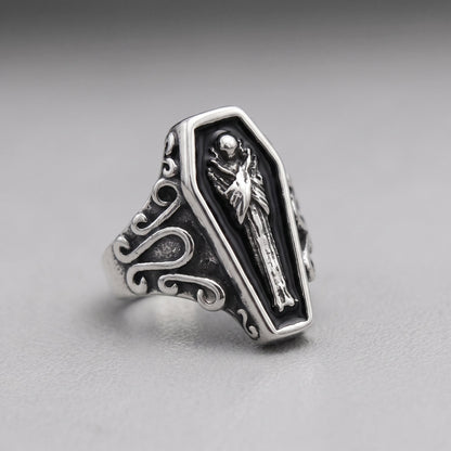 Grim Reaper Coffin Signet Ring
