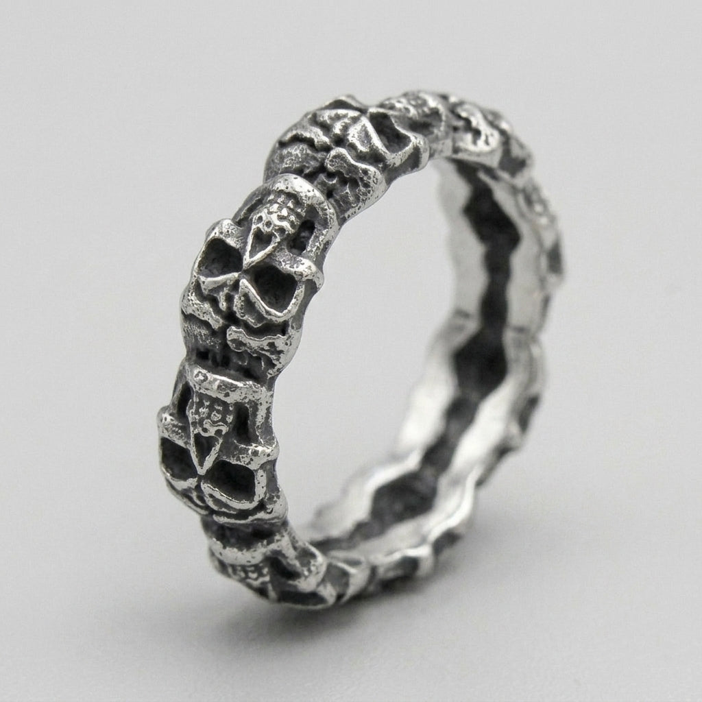 Cracked Skull Eternity Band Ring