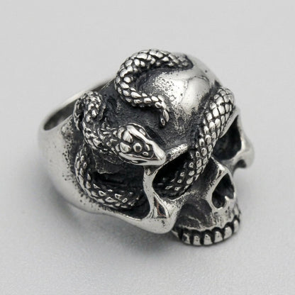 Skull of the Serpent God Ring