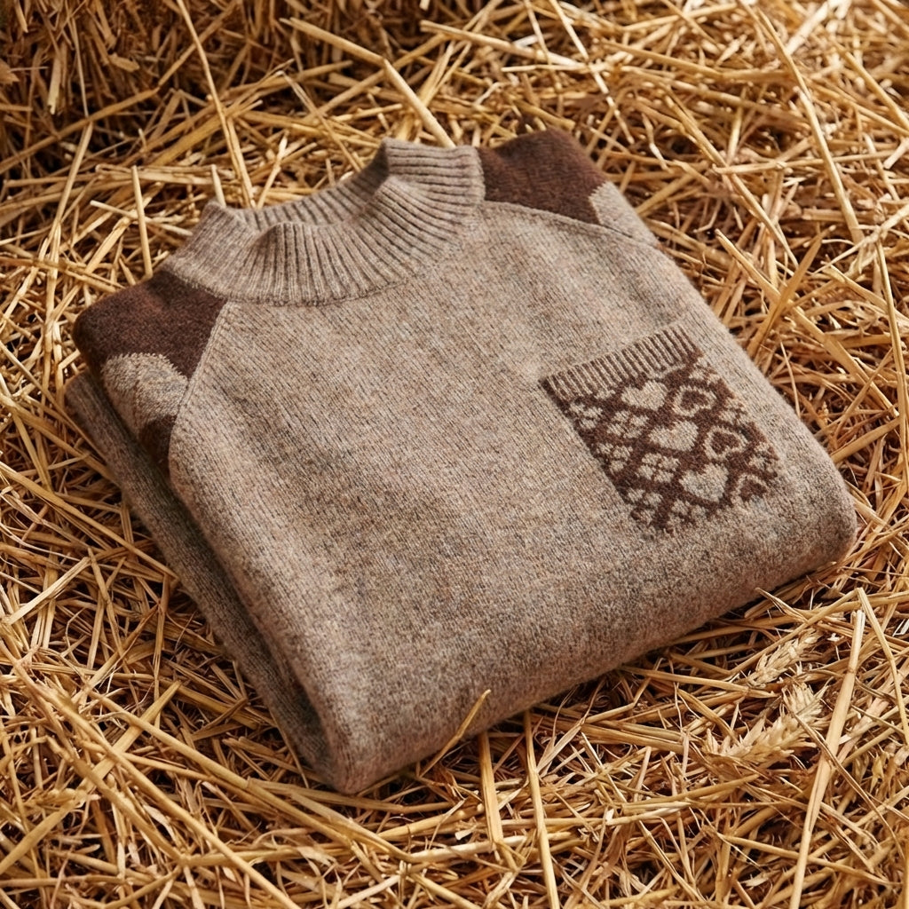 Cotton Sweater with Quilted Pocket