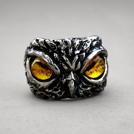 Owl Face Ring (Yellow Eyes)