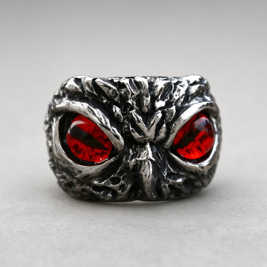 Owl Face Ring (Red Eyes)