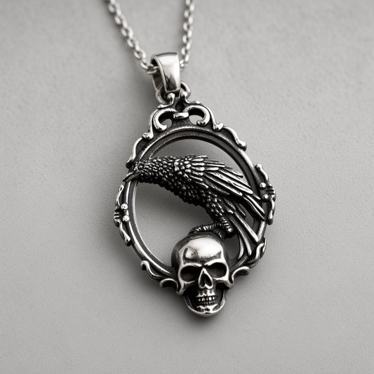 Raven & Skull Frame Necklace