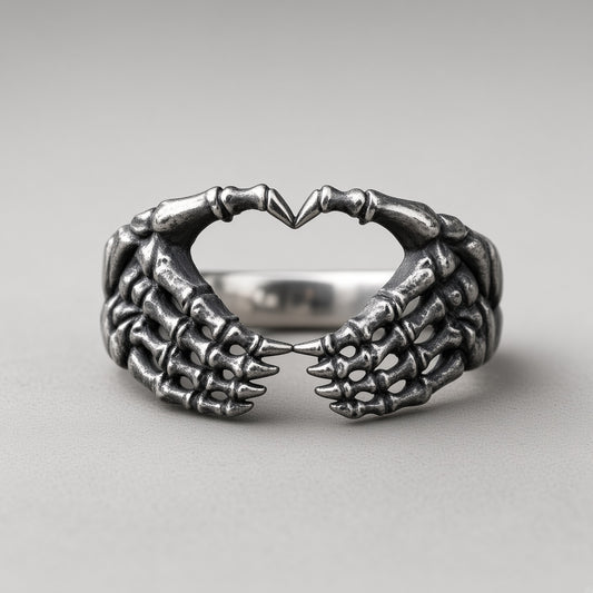 Skeleton Hands Heart Ring