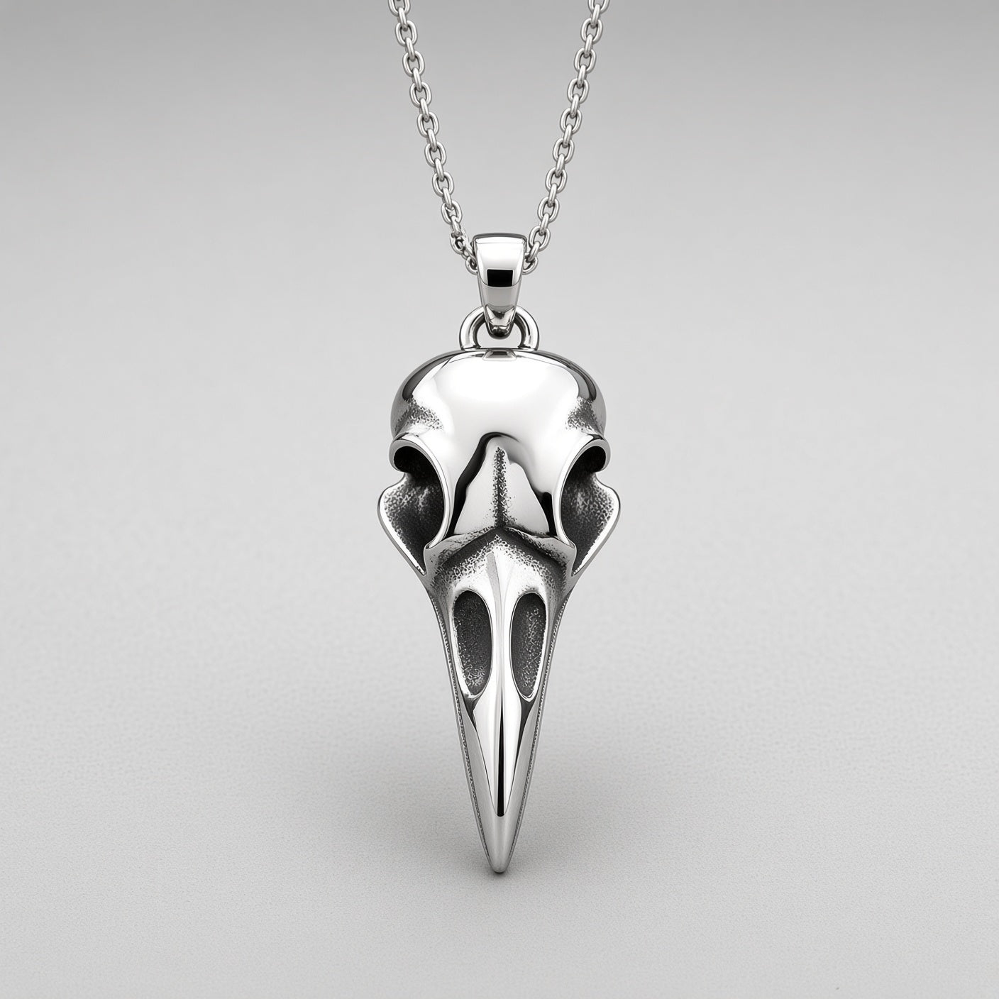 Raven Skull Pendant Necklace