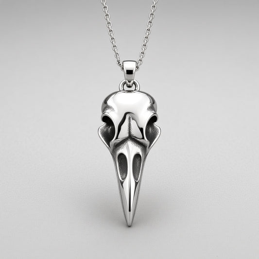 Raven Skull Pendant Necklace