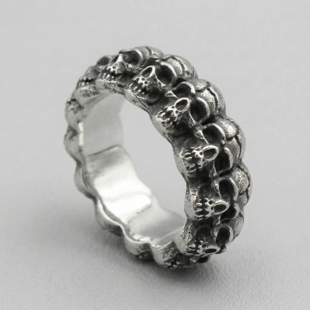 Stacked Skull Band Ring