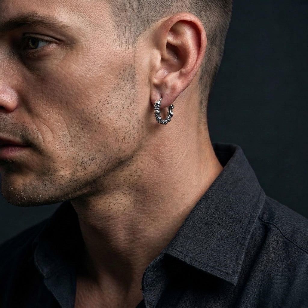 Silver Skull Hoop Earrings