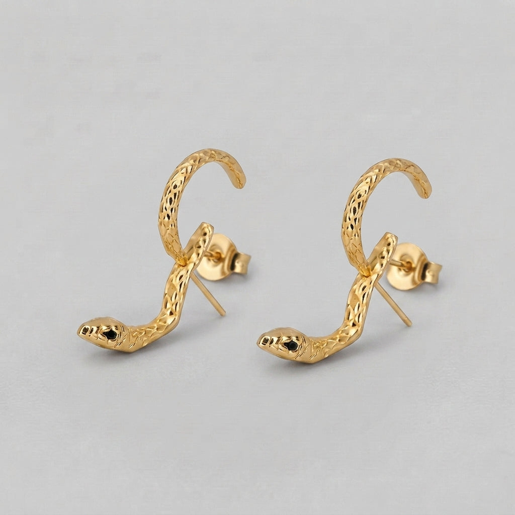 Gold Coiled Snake Earrings