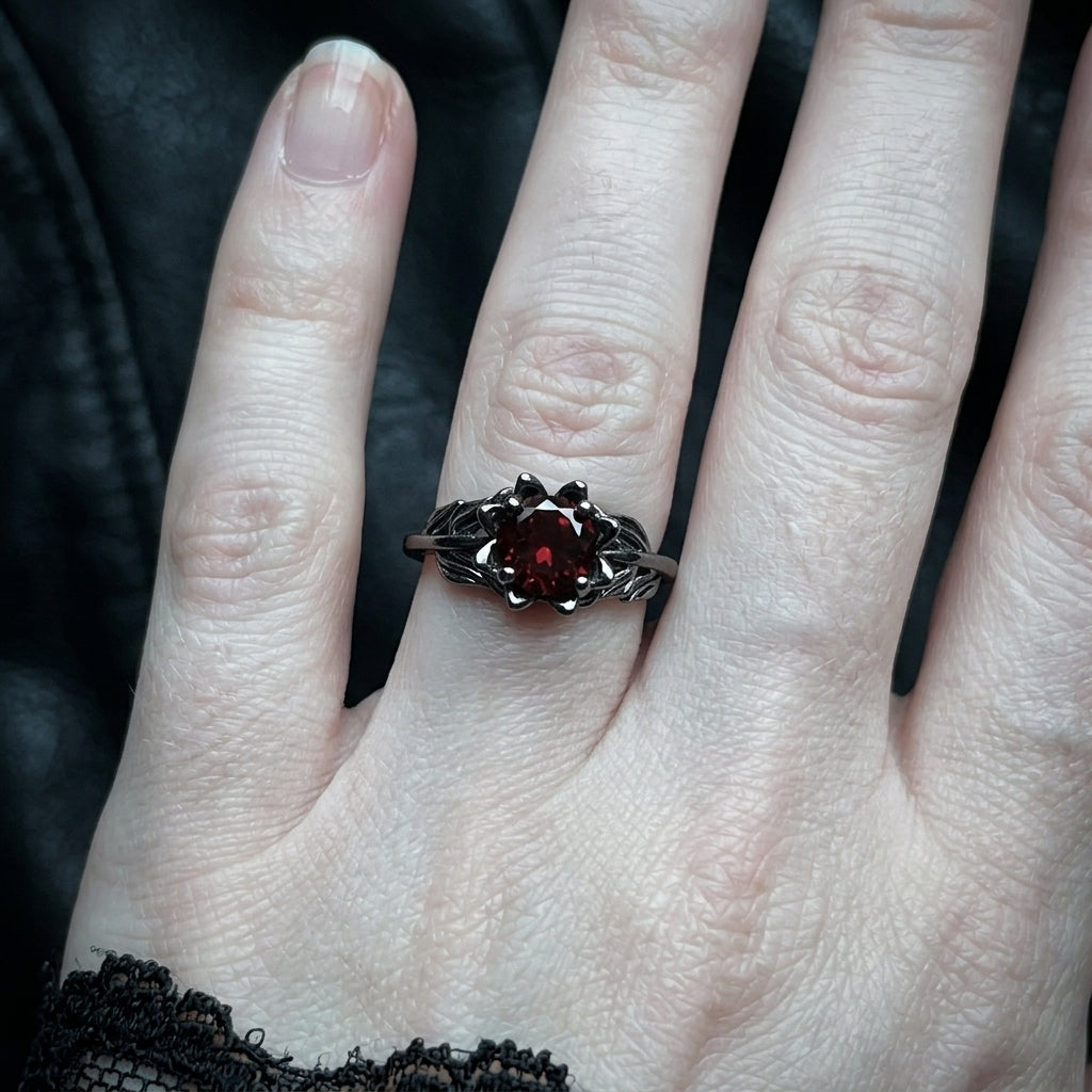 Garnet Blood Rose Ring