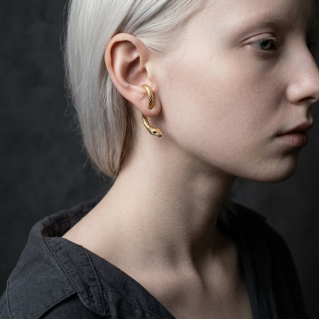 Gold Coiled Snake Earrings