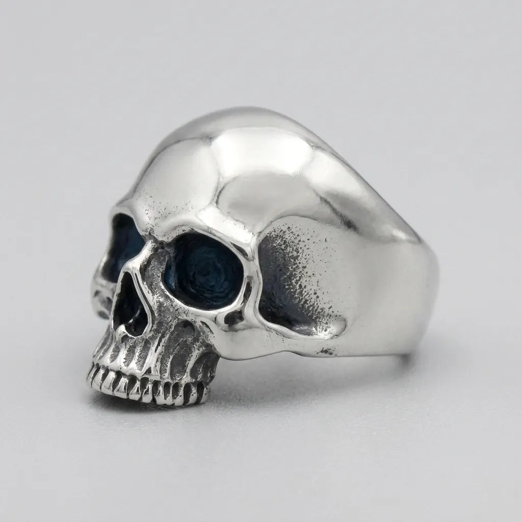 Classic Half-Jaw Skull Wide Band Ring