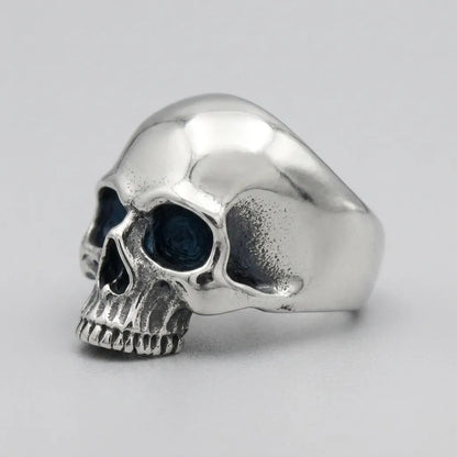 Classic Half-Jaw Skull Wide Band Ring