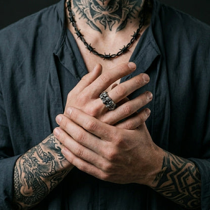 Stacked Skull Band Ring