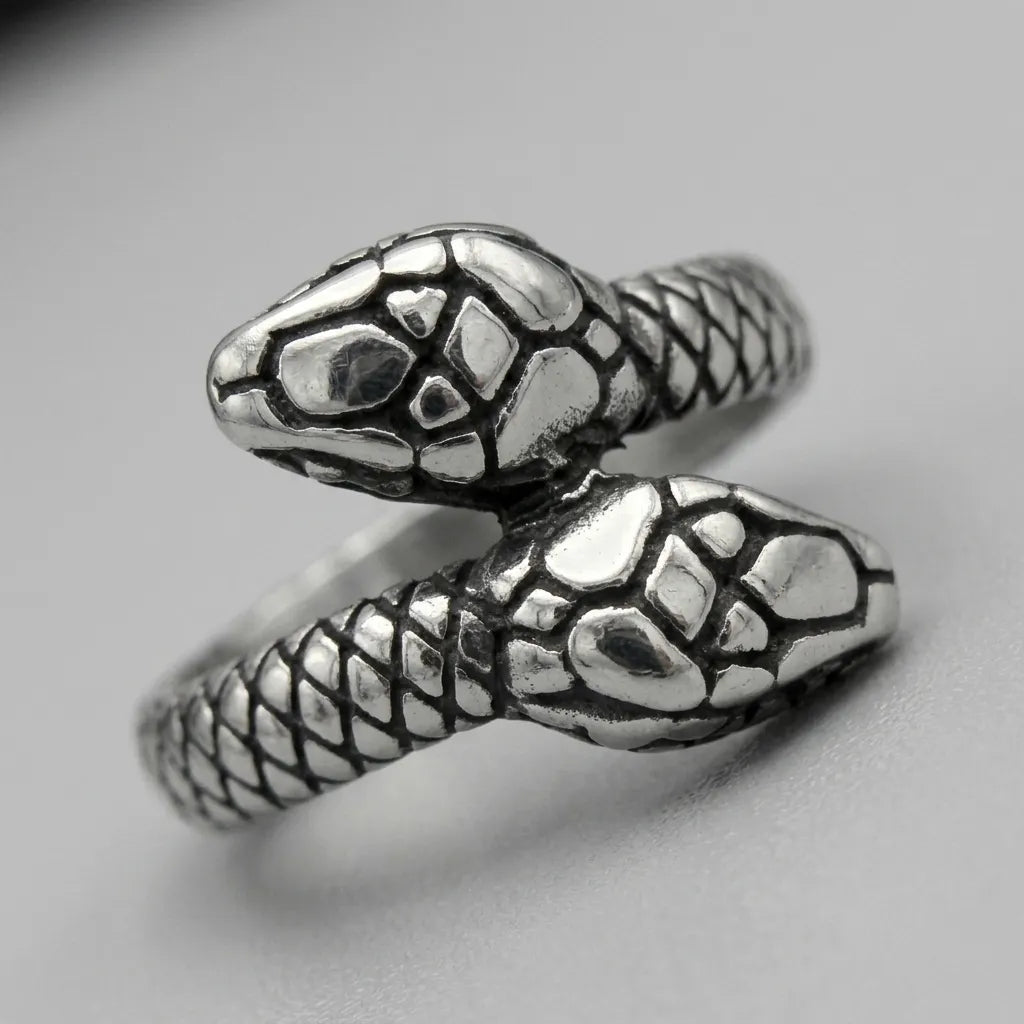 Double-Headed Serpent Coil Wrap Ring