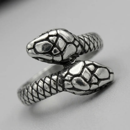 Double-Headed Serpent Coil Wrap Ring