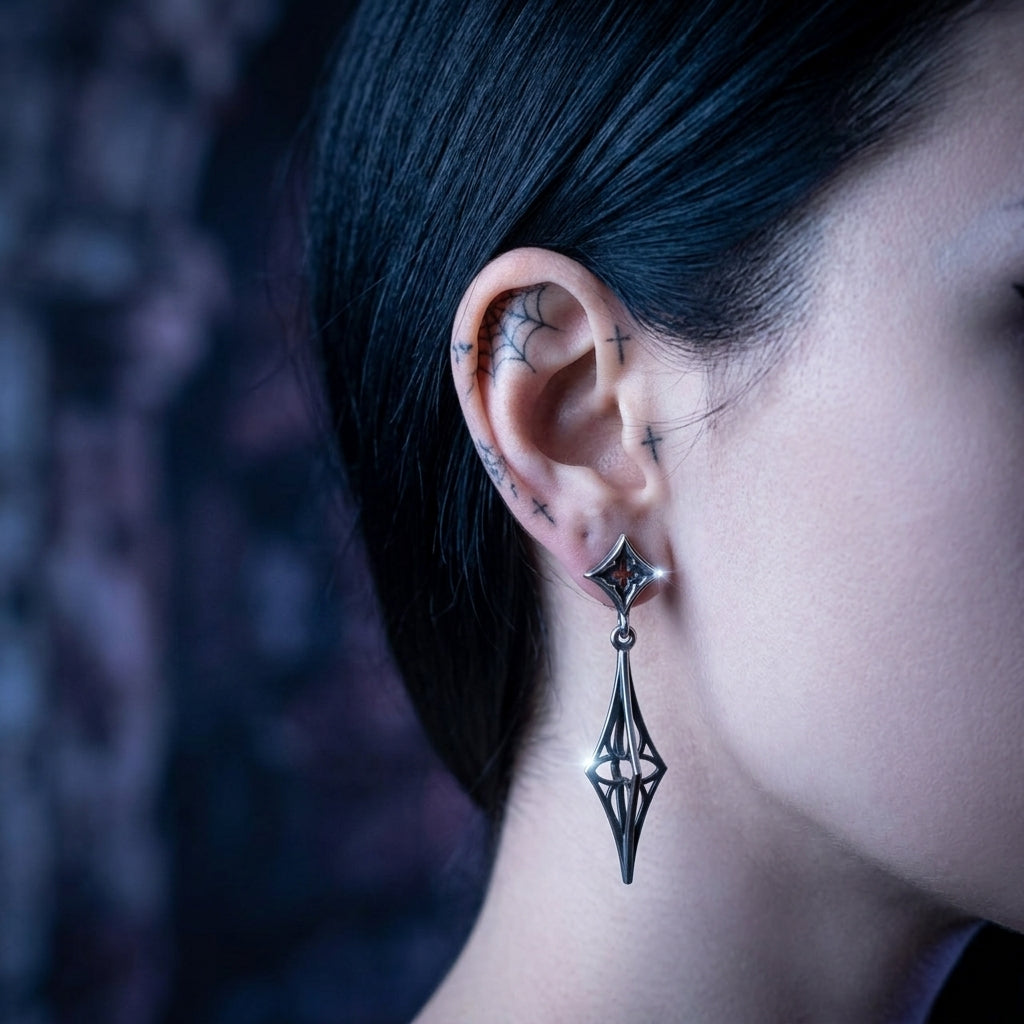 Gothic Stiletto Earrings Sterling Silver