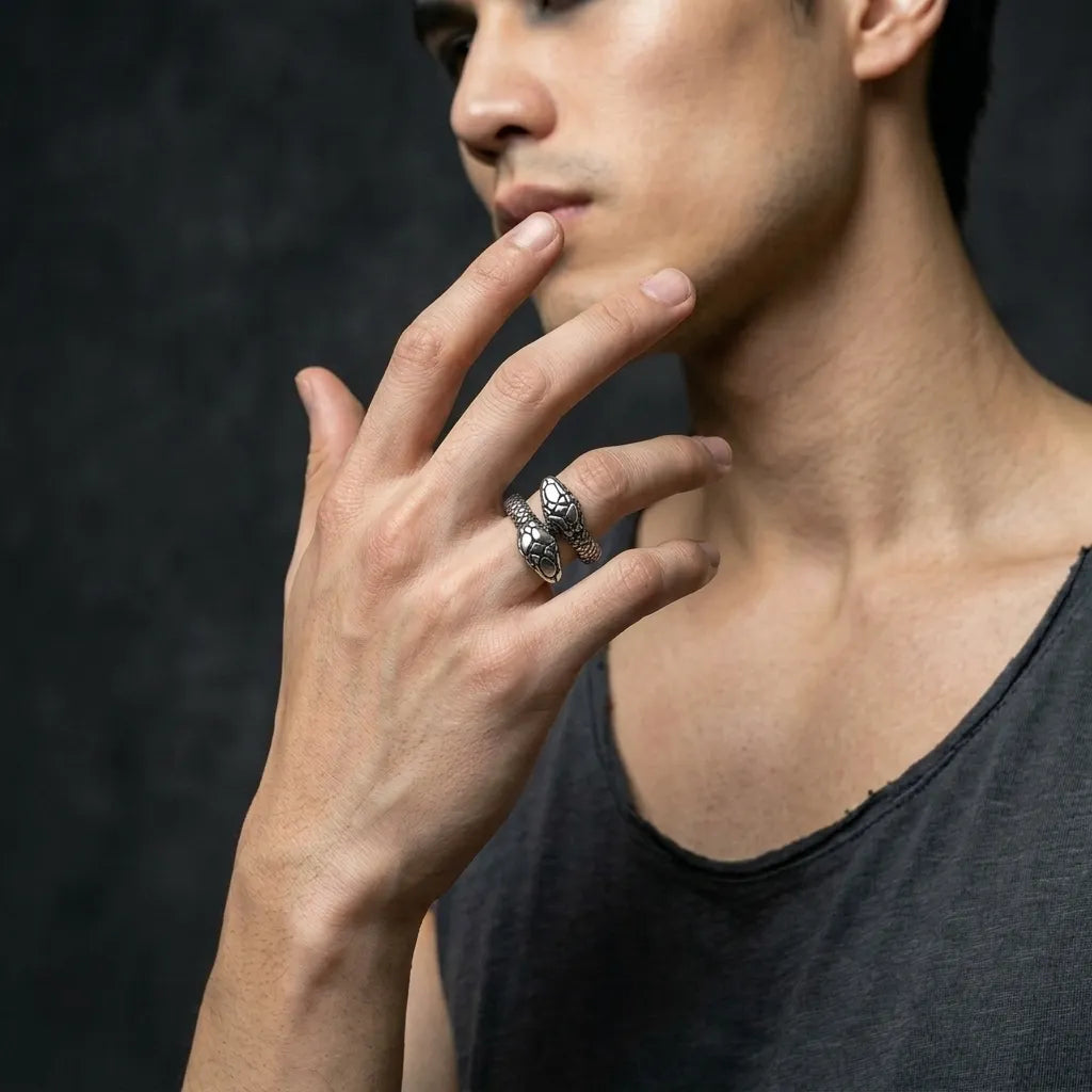 Double-Headed Serpent Coil Wrap Ring