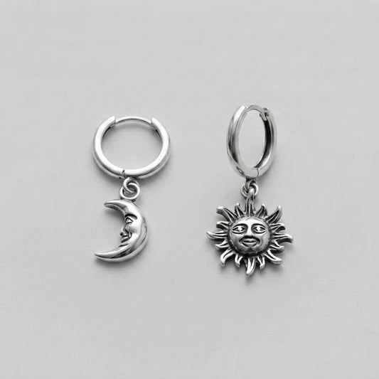 Sun and Moon Hoop Earrings