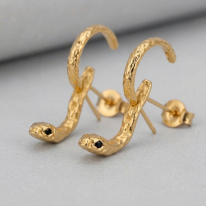 Gold Coiled Snake Earrings
