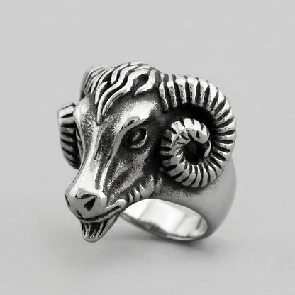 Gothic Ram Head Ring