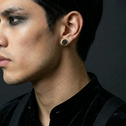 Punk Round Stainless Steel Earrings Minimalist Stylish