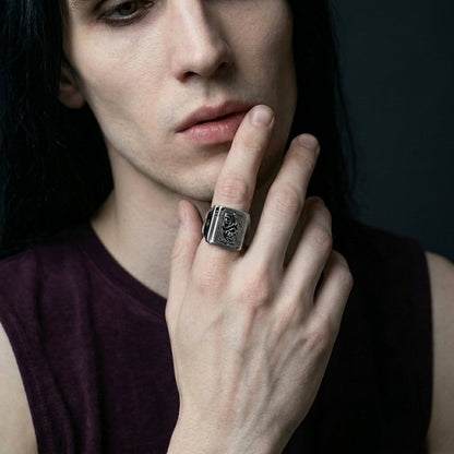King of Clubs Grim Reaper Card Statement Ring