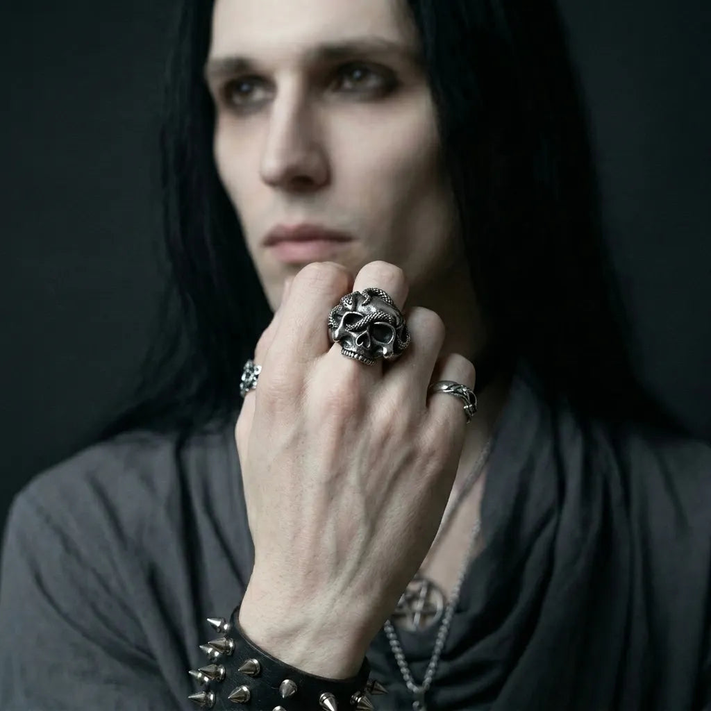 Skull of the Serpent God Ring