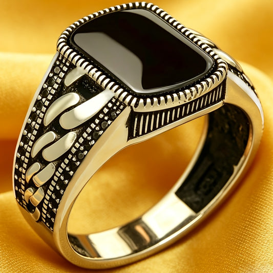 Obsidian Inlaid Copper Ring