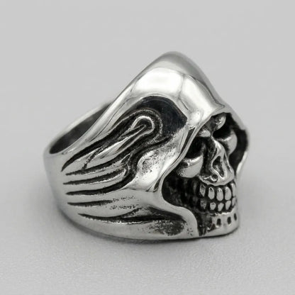Hooded Skull Grim Reaper Statement Ring