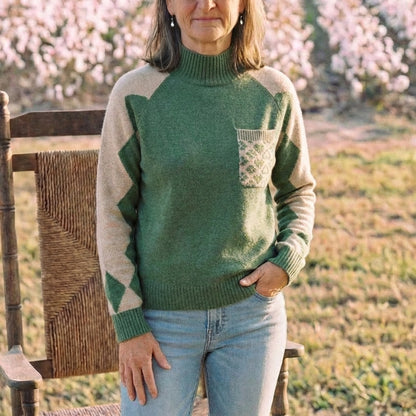 Cotton Sweater with Quilted Pocket