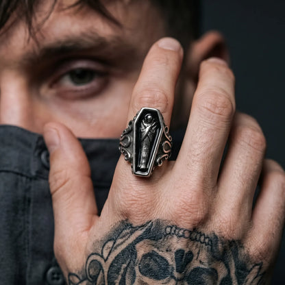 Grim Reaper Coffin Signet Ring