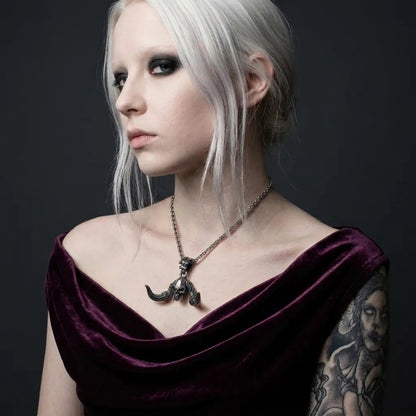 Ram Horn Skull Pendant Necklace