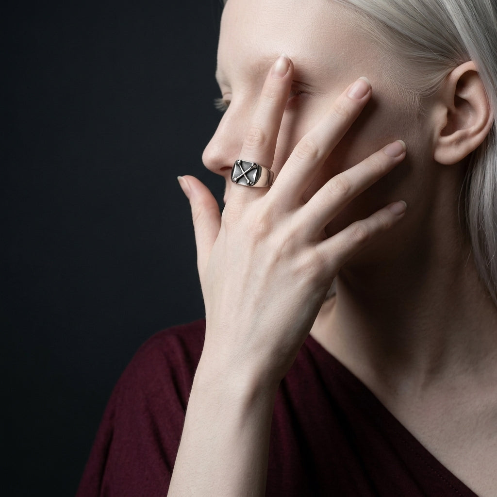 Crossed Bones Statement Signet Ring