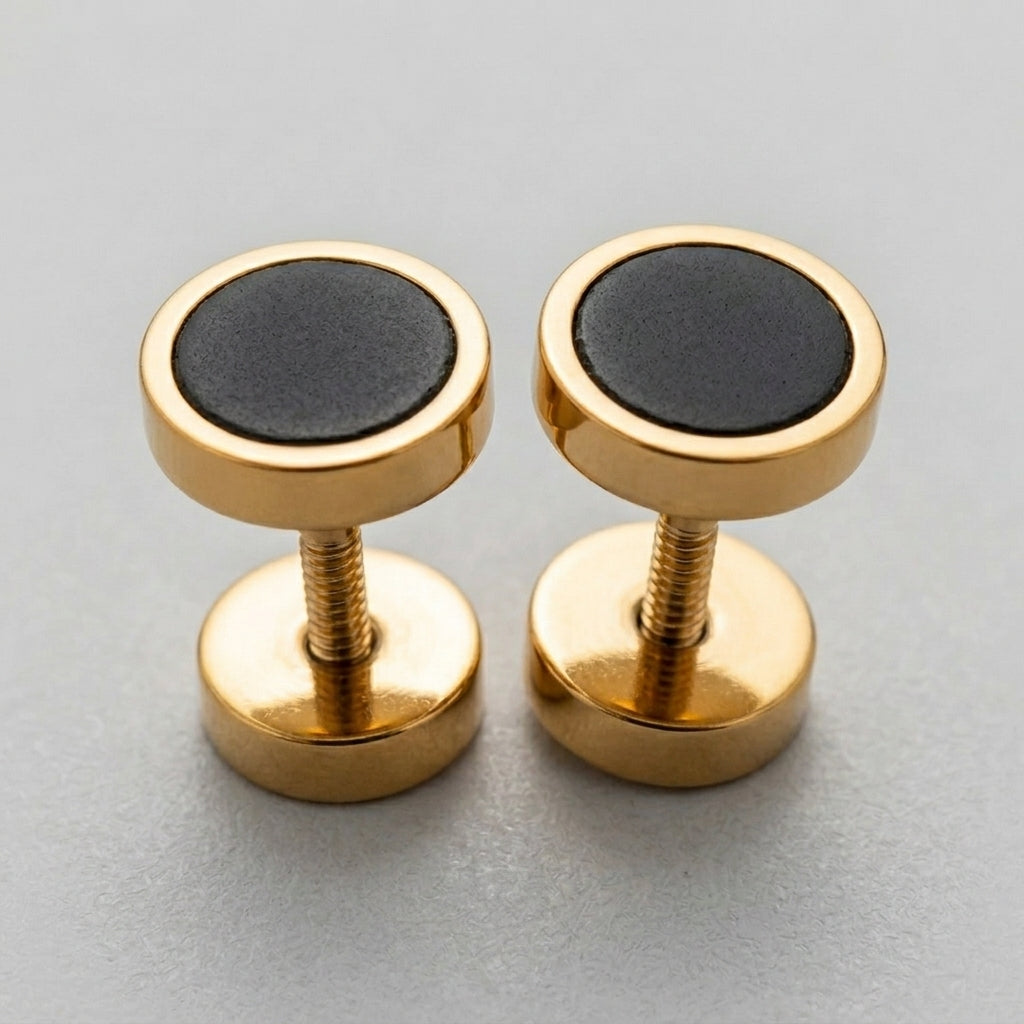 Punk Round Stainless Steel Earrings Minimalist Stylish