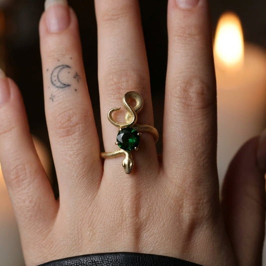 Snake Emerald Gold Plated Ring