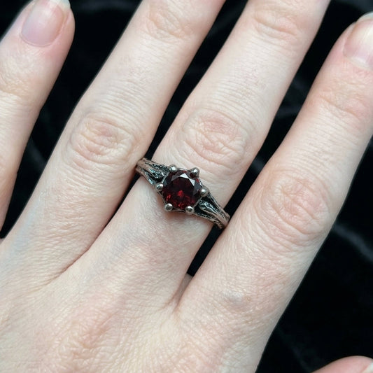 Garnet Gem Branch Ring