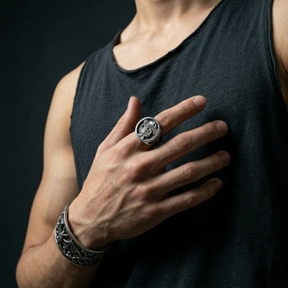 Gothic Cowboy Skull Ring