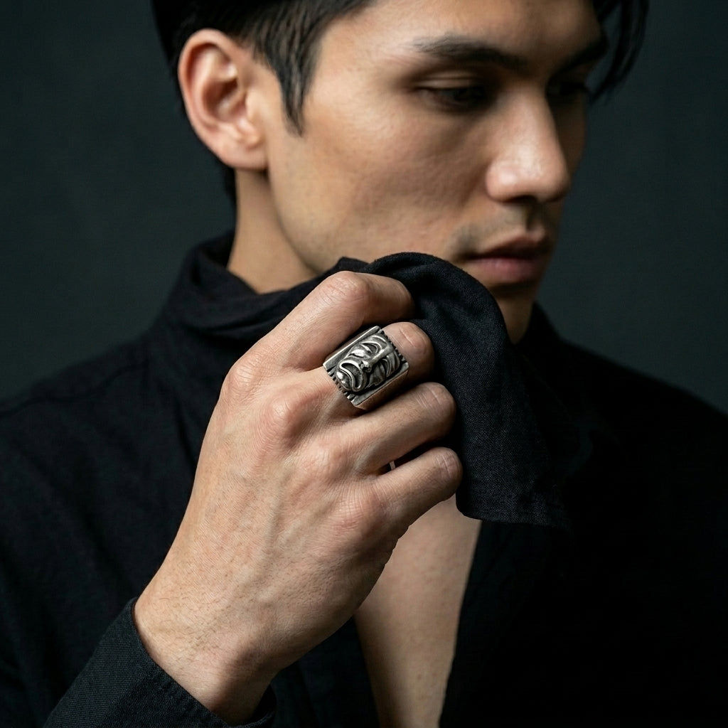 Tragedy Theatre Mask Statement Ring