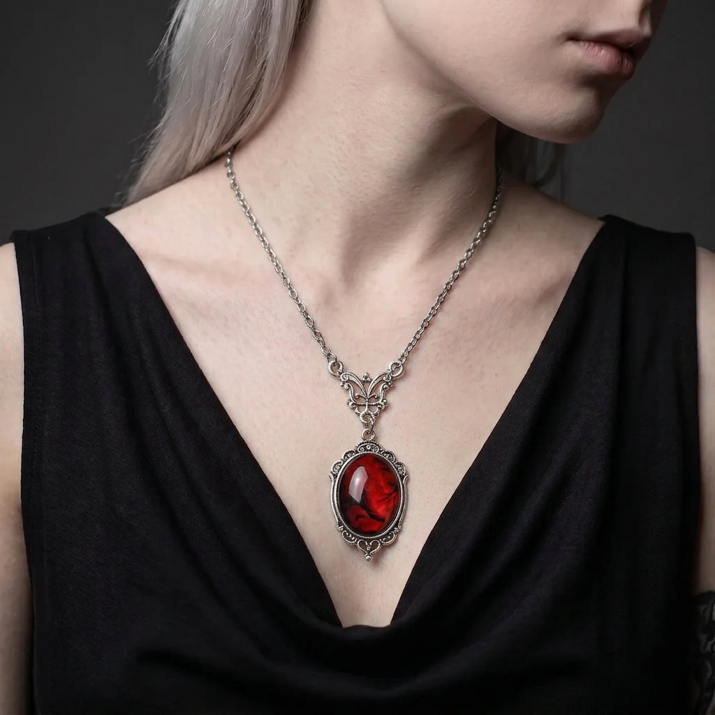 Blood Red Quartz Charm Necklace