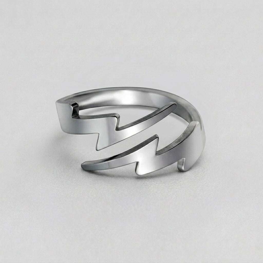 Double Lightning Bolt Open Band Ring