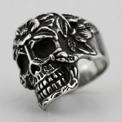 Blooming Skull Signet Ring