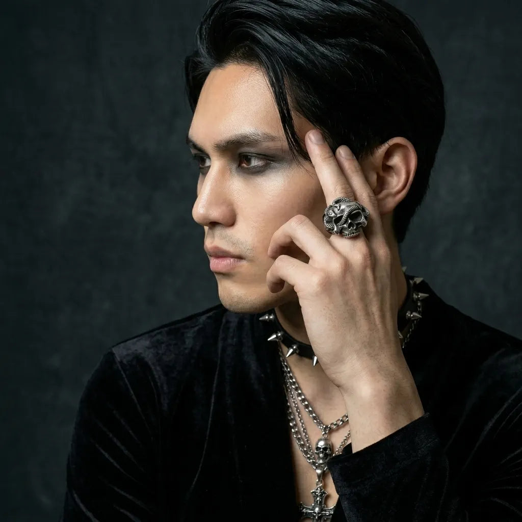 Skull of the Serpent God Ring