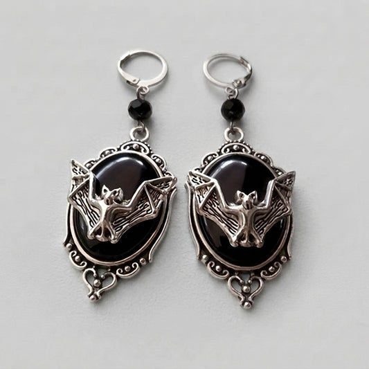 Black Resin Bat Earrings