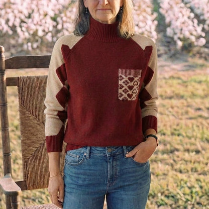 Cotton Sweater with Quilted Pocket