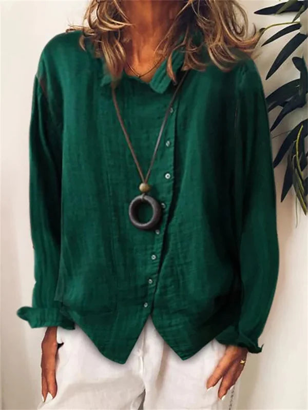 Linen Button Down Shirt With Long Sleeves