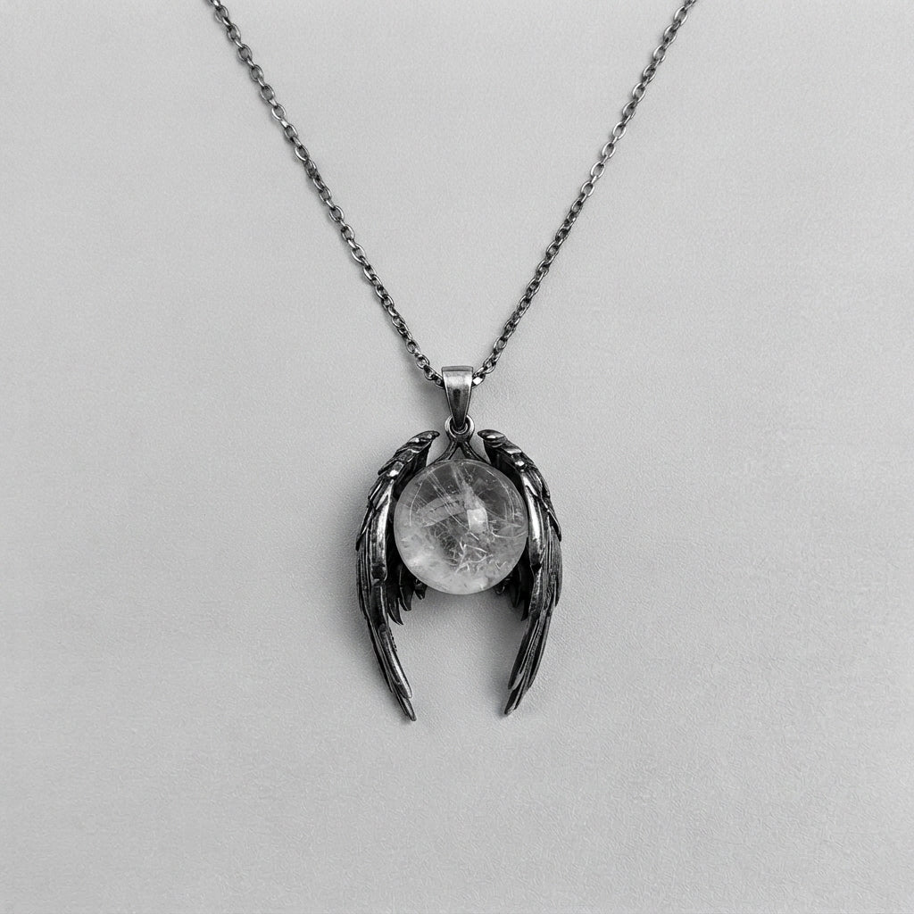 Angel Wings Crystal Ball Necklace
