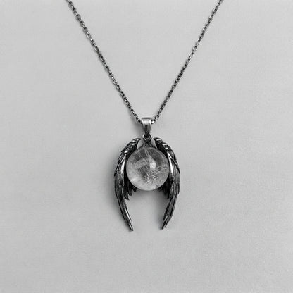 Angel Wings Crystal Ball Necklace
