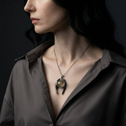 Angel Wings Crystal Ball Necklace