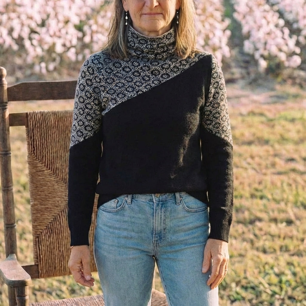 Cotton Sweater with Scattered Print